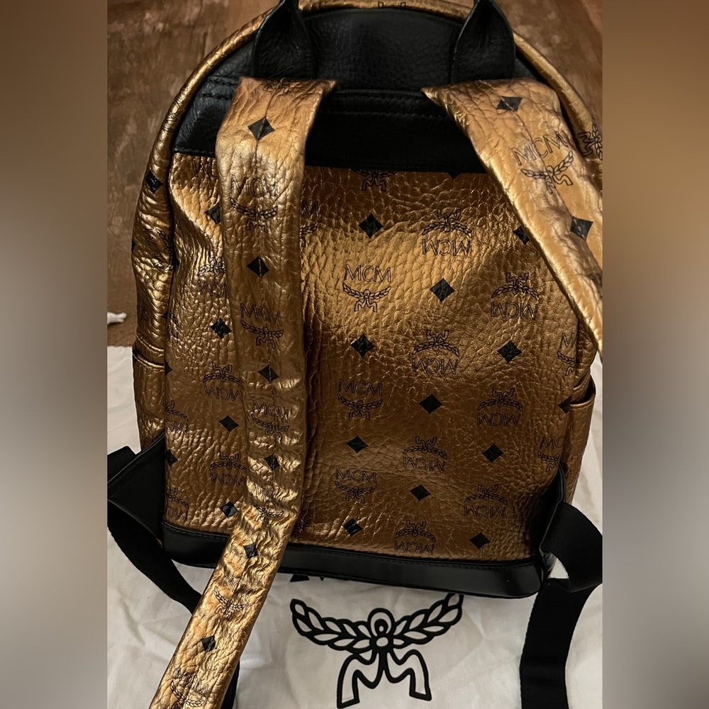 Mcm Gold Small Backpack - image 5